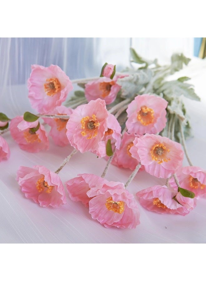 ShebSheb Artificial Flowers 3 PCS Poppy Silk Bouquet,for Wedding, Home, Party Decoration,Table Centerpiece Arrangement - Image 3
